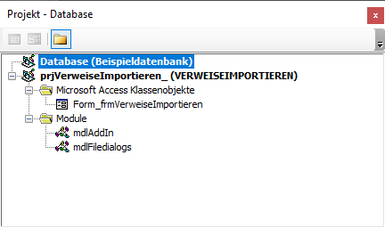 VBA-Projekte der geöffneten Datenbank und der Add-In-Datenbank