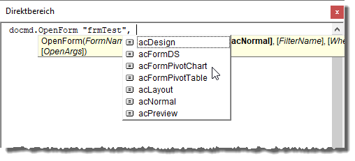 Öffnen eines Formulars in den verschiedenen Ansichten per VBA