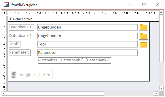 Das Formular zum Starten des Vergleichs zweier VBA-Projekte