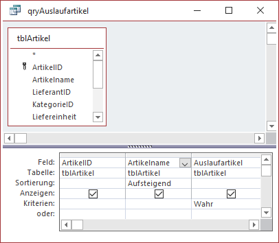 Abfrage mit Artikeln, die ausgelaufen sind