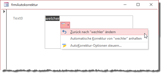 Die Autokorrektur in Aktion