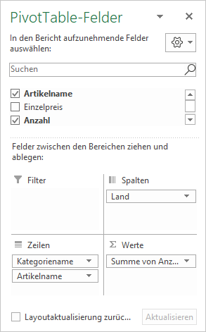 Einfügen einer zweiten Zeile