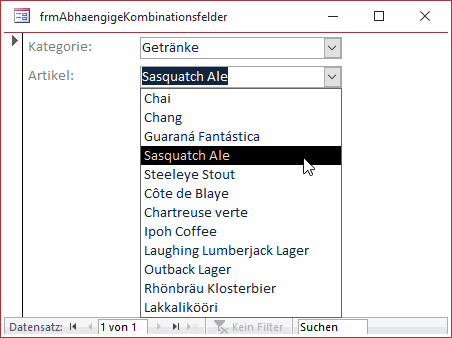 Auswahl abhängiger Datensätze