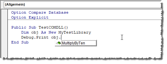 IntelliSense mit der COM-DLL
