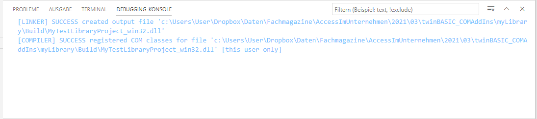 Ausgabe beim Build-Vorgang