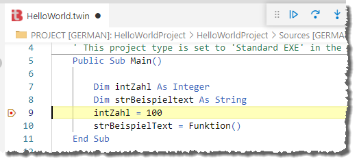 Erreichen eines Haltepunktes