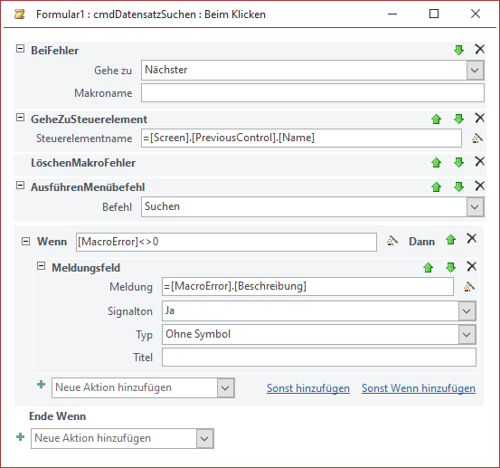 Das vom Assistenten angelegte Makro