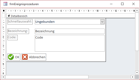 Entwurf des Formulars frmEreignisprozeduren