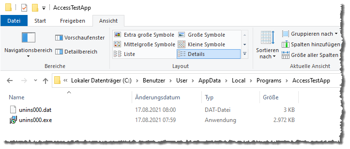 Weitgehend leeres Installationsverzeichnis