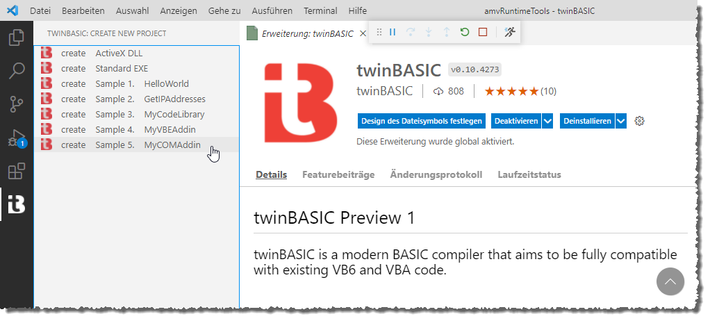 Erstellen eines neuen COM-Add-Ins