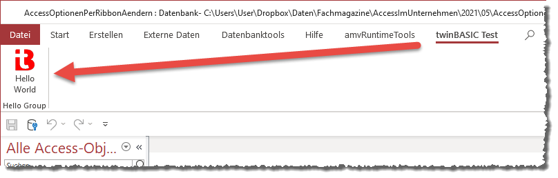 Das COM-Add-In ist nach wenigen Mausklicks einsatzbereit