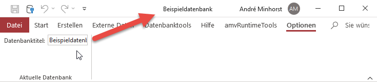 Die erste Access-Option im Access-Ribbon
