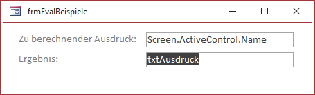 Ausgabe des Namens des aktiven Steuerelements
