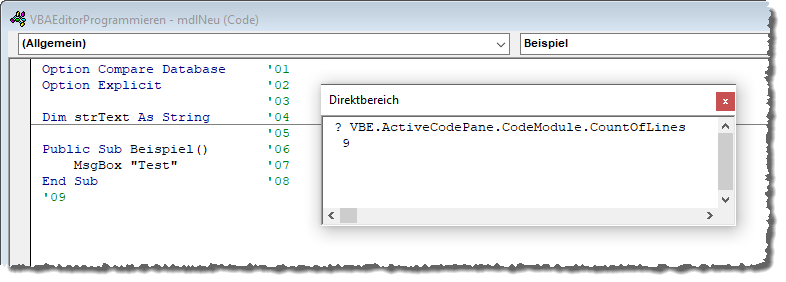 Abfragen von CodeModule-Eigenschaften per Direktbereich