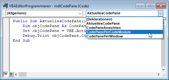 Anzeige einzelner Prozeduren statt des ganzen Moduls