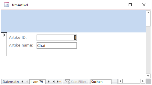 Formular mit gebundenen Textfeldern