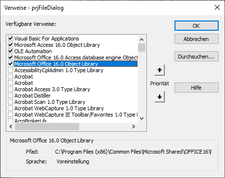 Verweis auf die Office-Bibliothek
