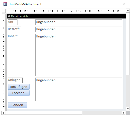 Formular in der Entwurfsansicht