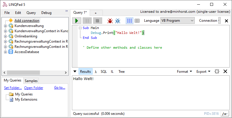 Ein erstes Beispiel in LINQPad