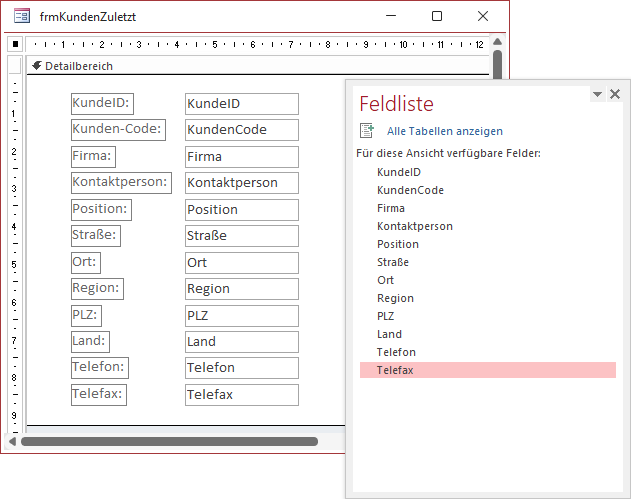 Dieses Formular wollen wir mit einer Liste der zuletzt verwendeten Kunden ausstatten.