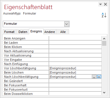 Implementieren der Löschen-Ereignisse