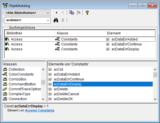Die Werte für den Parameter Response