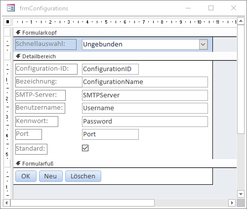 Entwurf des Formulars frmConfigurations