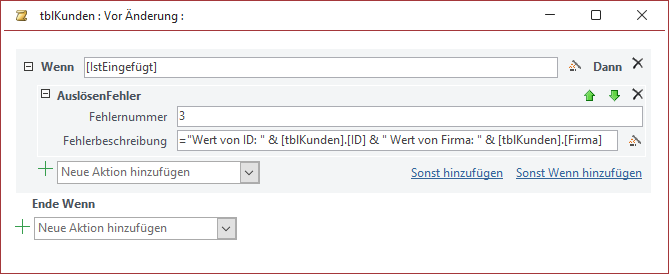 Makro, um herauszufinden, ob das Feld ID beim Ereignis Vor Änderung bereits gefüllt ist.