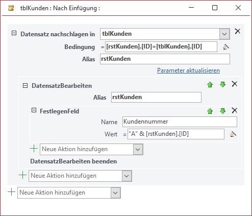Das Datenmakro für das Ereignis Nach Einfügung