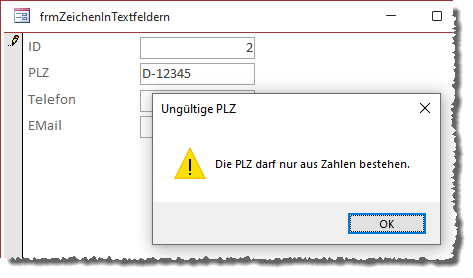 Meldung nach dem Vor Aktualisierung-Ereignis