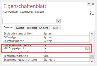 Ein besonderes Eigenschaftenblatt