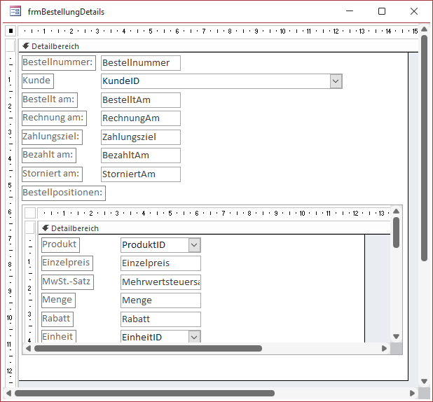 Haupt- und Unterformular