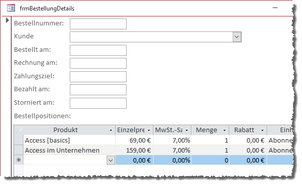 Anlegen von Daten im Unterformular ohne Datensatz im Hauptformular