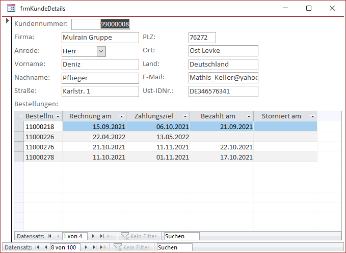 Ein Kunde und seine Bestellungen