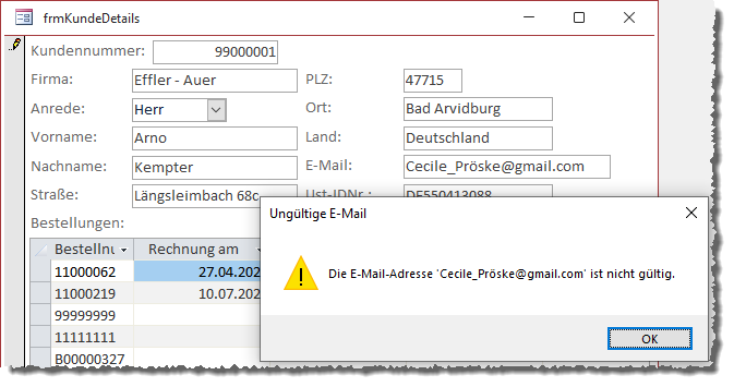 Die E-Mail-Adresse konnte nicht validiert werden.