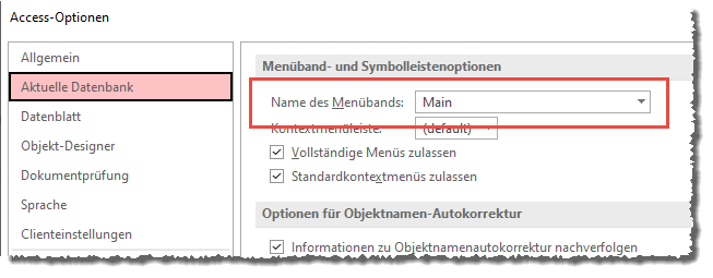 Einstellen des Anwendungsribbons