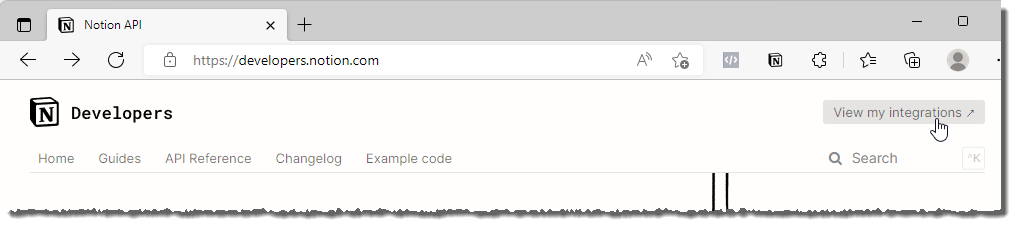 Von der Startseite des Entwicklerbereichs geht es gleich weiter zu den Integrationen.