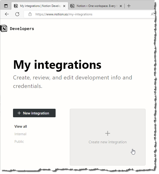 Anlegen einer neuen Integration