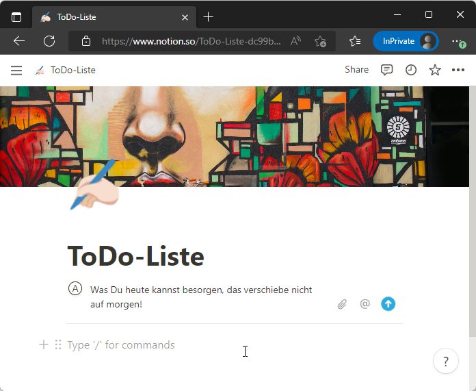 Eine optisch ansprechende ToDo-Liste - allerdings noch ohne ToDos.