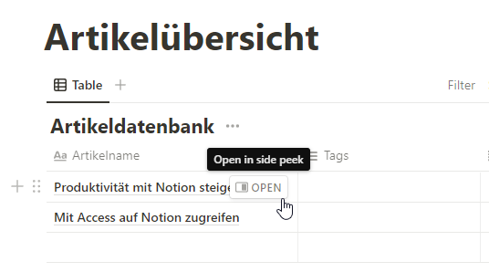 Button zum Öffnen der Details