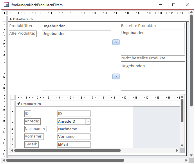 Anordnung der Steuerelemente im Hauptformular