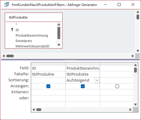 Datensatzherkunft des Listenfeldes lstAlleProdukte