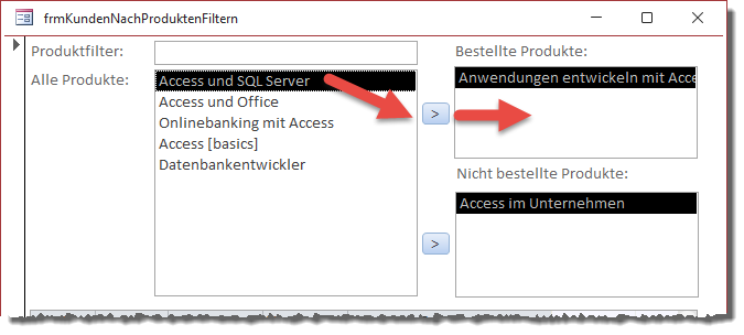 Hinzufügen eines Produkts zu den bestellten Produkten