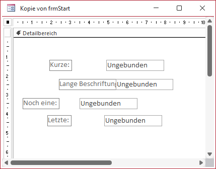 Ausgangssituation im Formular