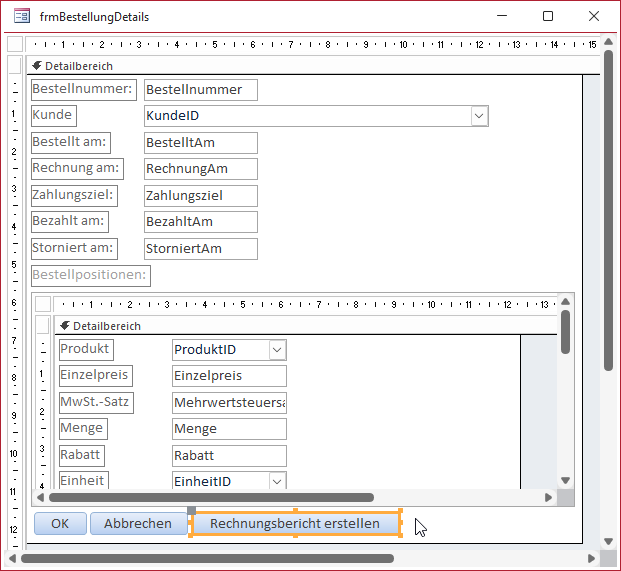 Schaltfläche zum Anzeigen des Rechnungsberichts