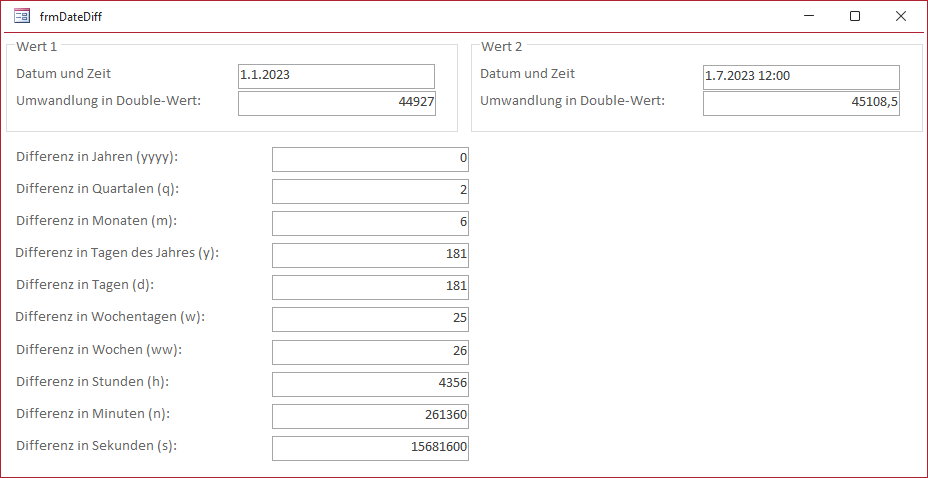 Berechnungen mit DateDiff