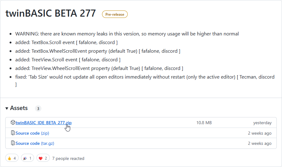 Download der twinBASIC-Entwicklungsumgebung
