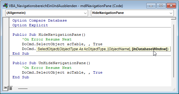 Argumente der SelectObject-Methode
