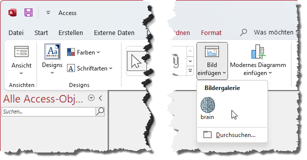 Das selektierte Bild erscheint im Ausklappmenü.