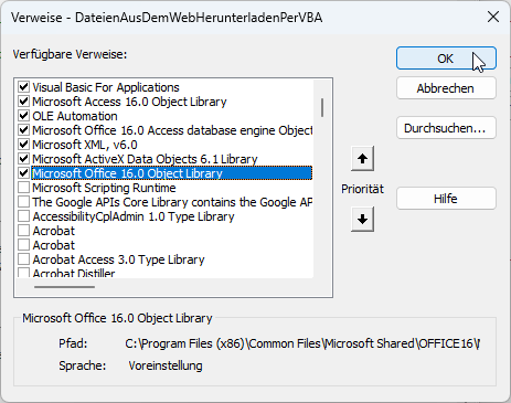 Verweise für die ServerXMLHTTP-Variante